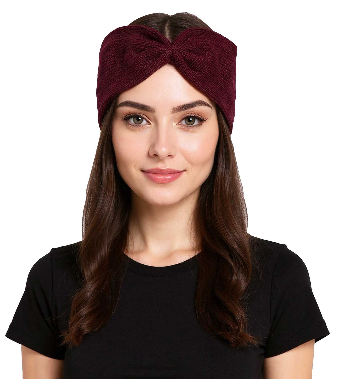 ZWILLINGSHERZ Strick-Stirnband Kaschmir-Stirnband Kopfbedeckung Feinstrick Winter-Stirnband Accessoire 8007 Bordeaux-Rot von ZWILLINGSHERZ