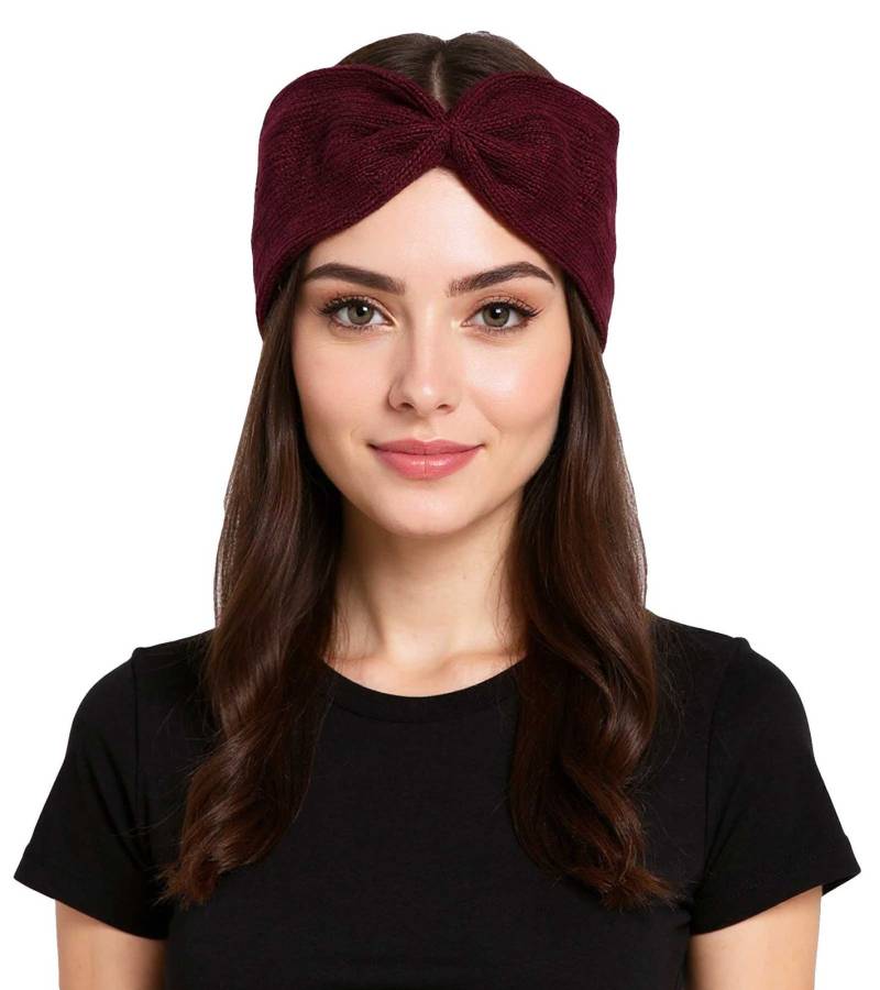 ZWILLINGSHERZ Strick-Stirnband Kaschmir-Stirnband Kopfbedeckung Feinstrick Winter-Stirnband Accessoire 8007 Bordeaux-Rot von ZWILLINGSHERZ