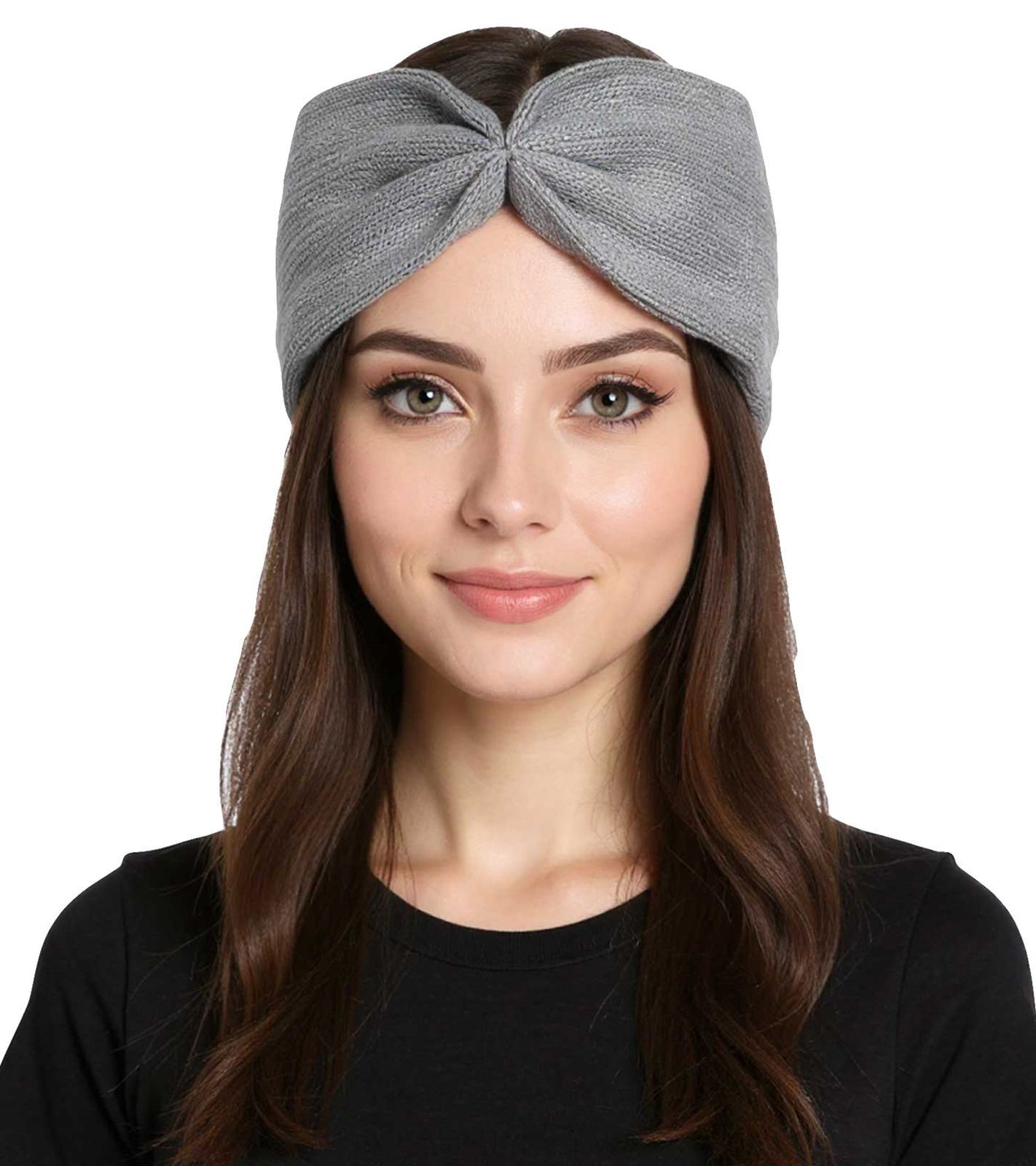 ZWILLINGSHERZ Strick-Stirnband Kaschmir-Stirnband Kopfbedeckung Feinstrick Winter-Stirnband Accessoire 8007 Dunkelgrau von ZWILLINGSHERZ