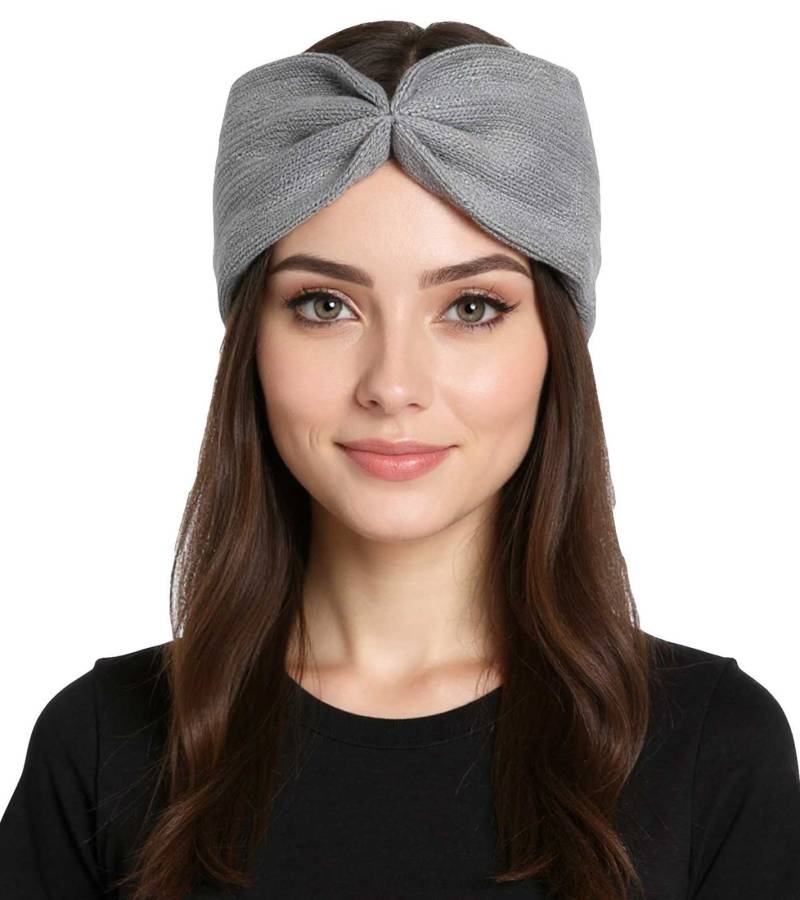 ZWILLINGSHERZ Strick-Stirnband Kaschmir-Stirnband Kopfbedeckung Feinstrick Winter-Stirnband Accessoire 8007 Dunkelgrau von ZWILLINGSHERZ