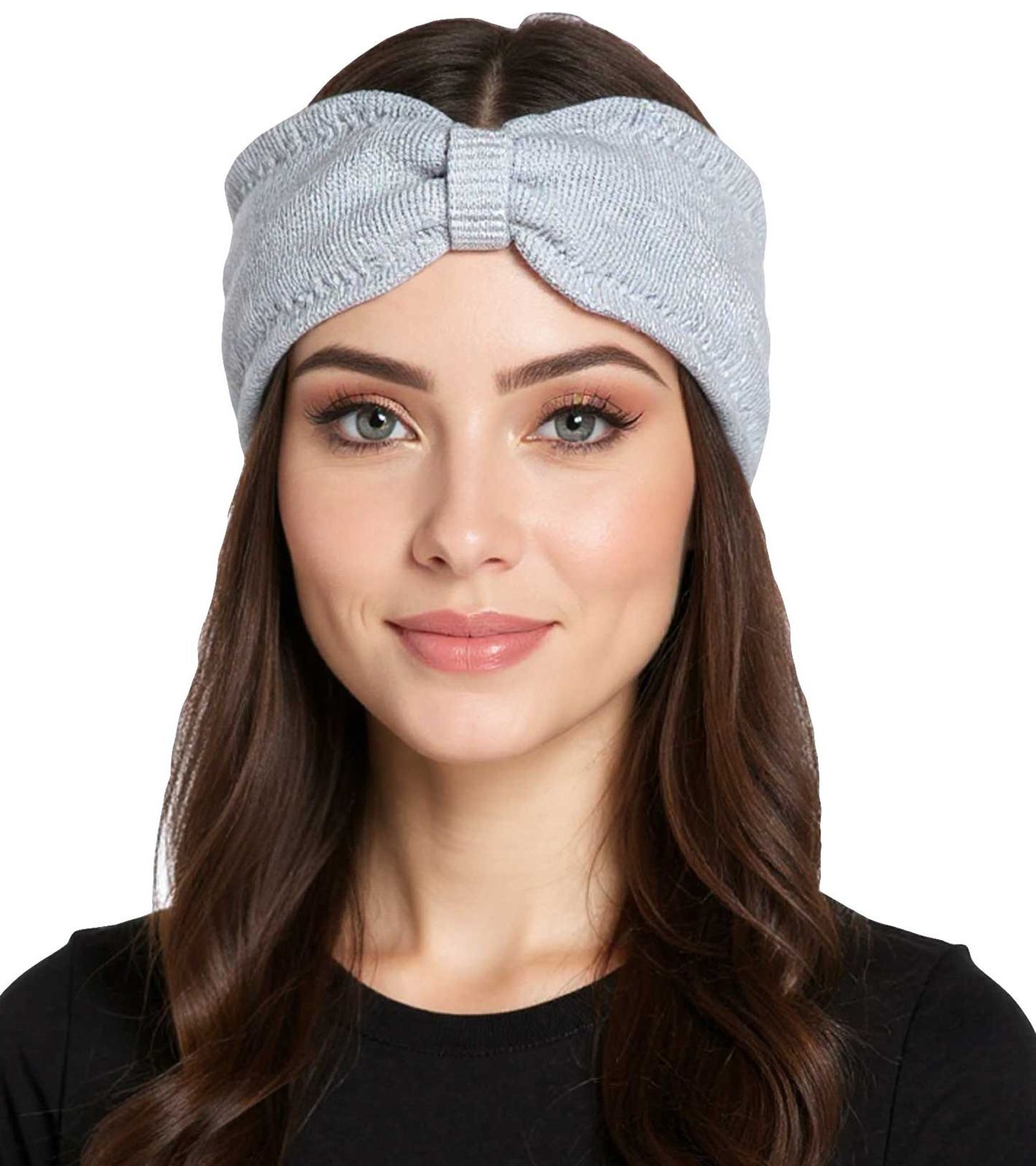 ZWILLINGSHERZ Strick-Stirnband Kaschmir-Stirnband Kopfbedeckung Feinstrick Winter-Stirnband Accessoire 8007 Hellgrau von ZWILLINGSHERZ