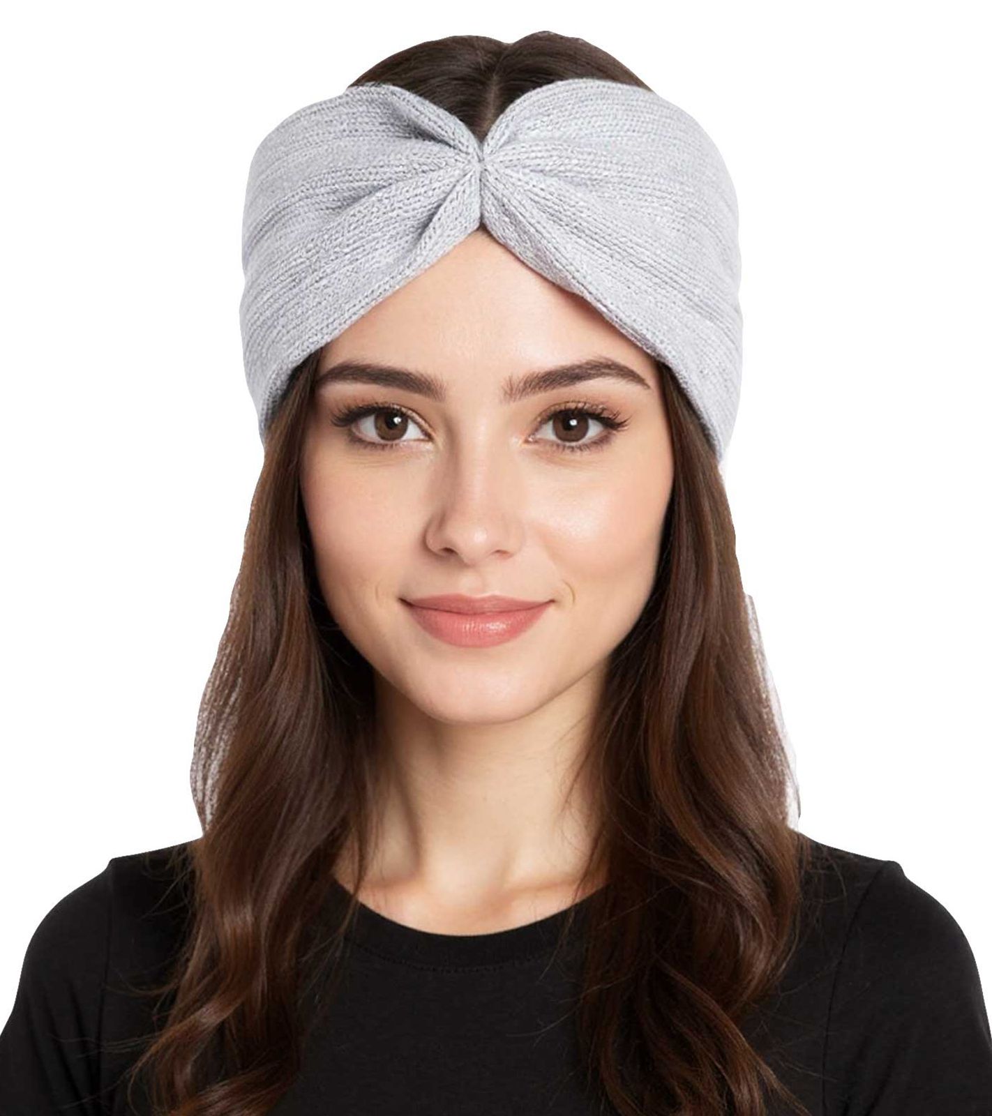 ZWILLINGSHERZ Strick-Stirnband Kaschmir-Stirnband Kopfbedeckung Feinstrick Winter-Stirnband Accessoire 8007 Mod.2 Hellgrau von ZWILLINGSHERZ