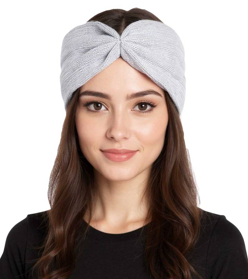 ZWILLINGSHERZ Strick-Stirnband Kaschmir-Stirnband Kopfbedeckung Feinstrick Winter-Stirnband Accessoire 8007 Mod.2 Hellgrau von ZWILLINGSHERZ