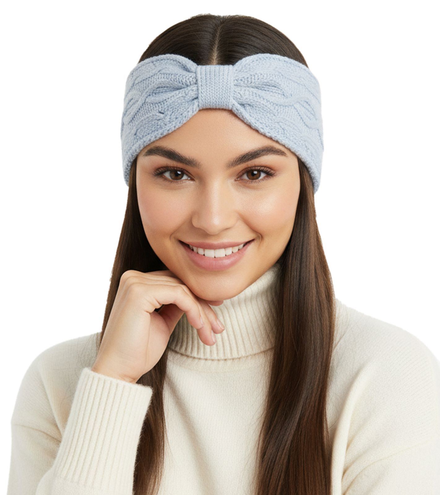 ZWILLINGSHERZ Strick-Stirnband Kaschmir-Stirnband Kopfbedeckung Grobstrick Winter-Stirnband Accessoire 8007 Hell-Blau von ZWILLINGSHERZ