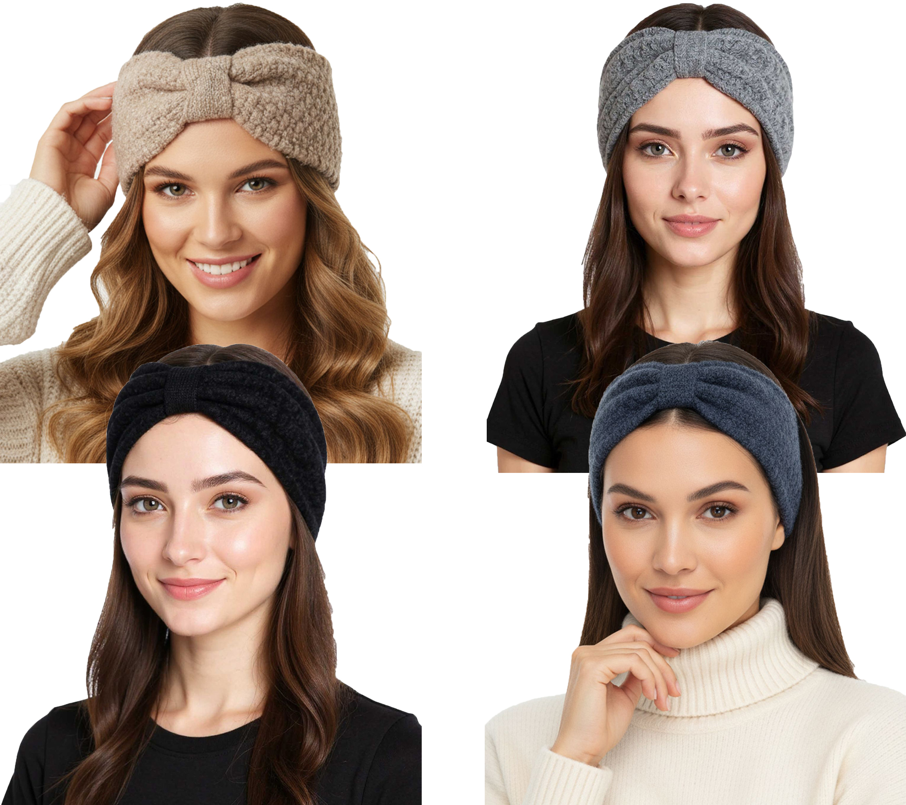 ZWILLINGSHERZ Strick-Stirnband Kaschmir-Stirnband Kopfbedeckung Winter-Stirnband Filz Accessoire 8007 Grau, Jeansblau, Schwarz oder Beige von ZWILLINGSHERZ