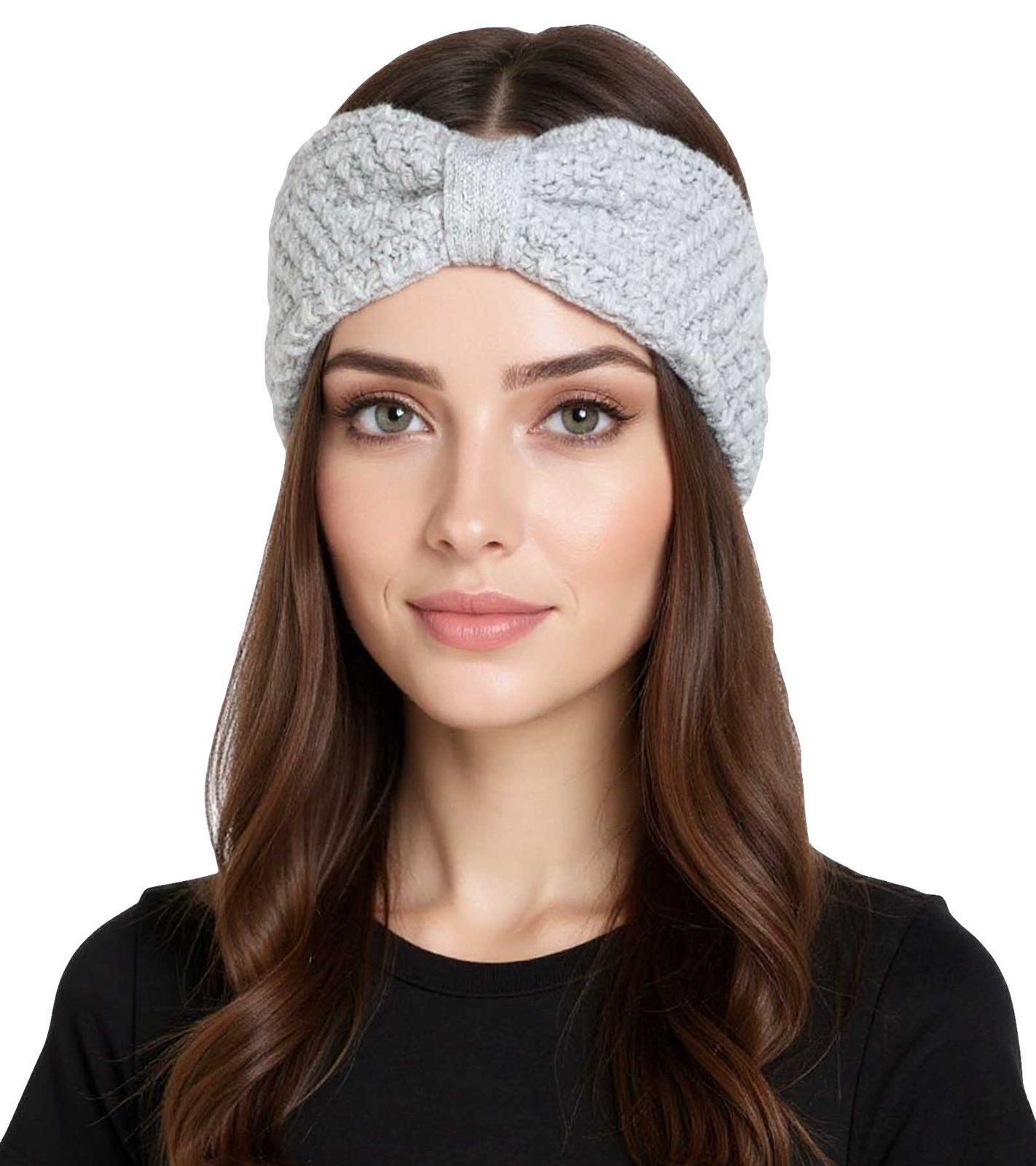 ZWILLINGSHERZ Strick-Stirnband Kaschmir-Stirnband Kopfbedeckung Winter-Stirnband Filz Accessoire 8007 Hellgrau von ZWILLINGSHERZ