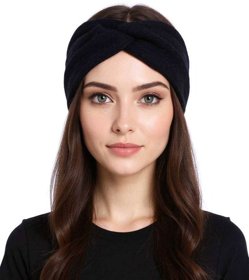 ZWILLINGSHERZ Strick-Stirnband Woll-Stirnband Kopfbedeckung Feinstrick Winter-Stirnband Accessoire 8007 Dunkelblau/Navy von ZWILLINGSHERZ