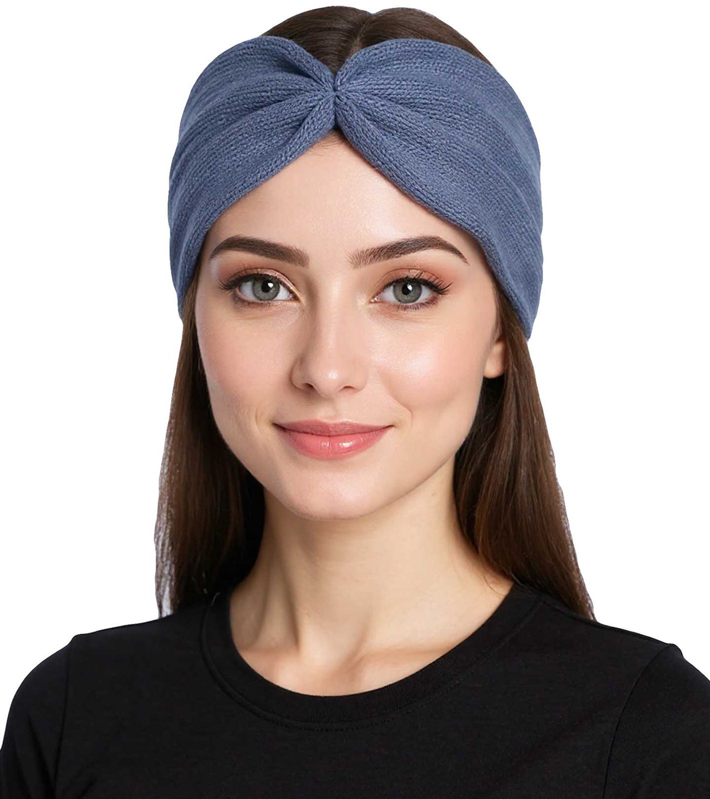 ZWILLINGSHERZ Strick-Stirnband Woll-Stirnband Kopfbedeckung Feinstrick Winter-Stirnband Accessoire 8007 Jeans-Blau von ZWILLINGSHERZ