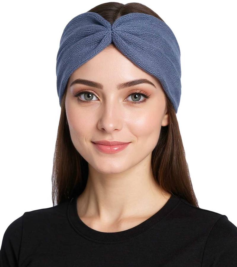 ZWILLINGSHERZ Strick-Stirnband Woll-Stirnband Kopfbedeckung Feinstrick Winter-Stirnband Accessoire 8007 Jeans-Blau von ZWILLINGSHERZ