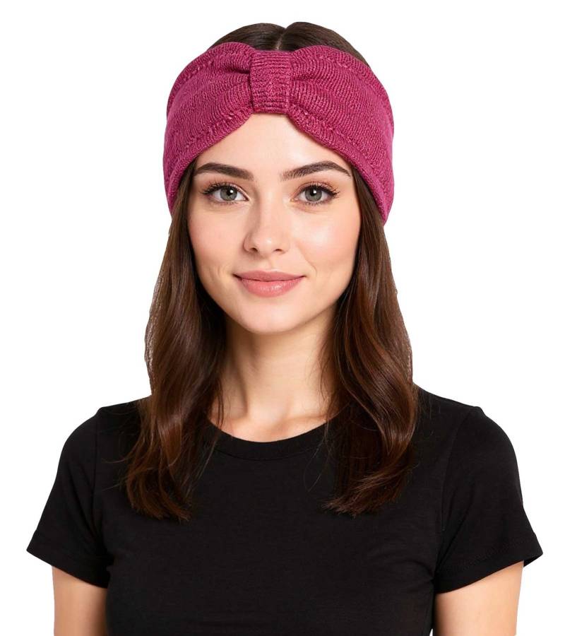 ZWILLINGSHERZ Strick-Stirnband Woll-Stirnband Kopfbedeckung Feinstrick Winter-Stirnband Accessoire 8007 Magenta-Pink von ZWILLINGSHERZ