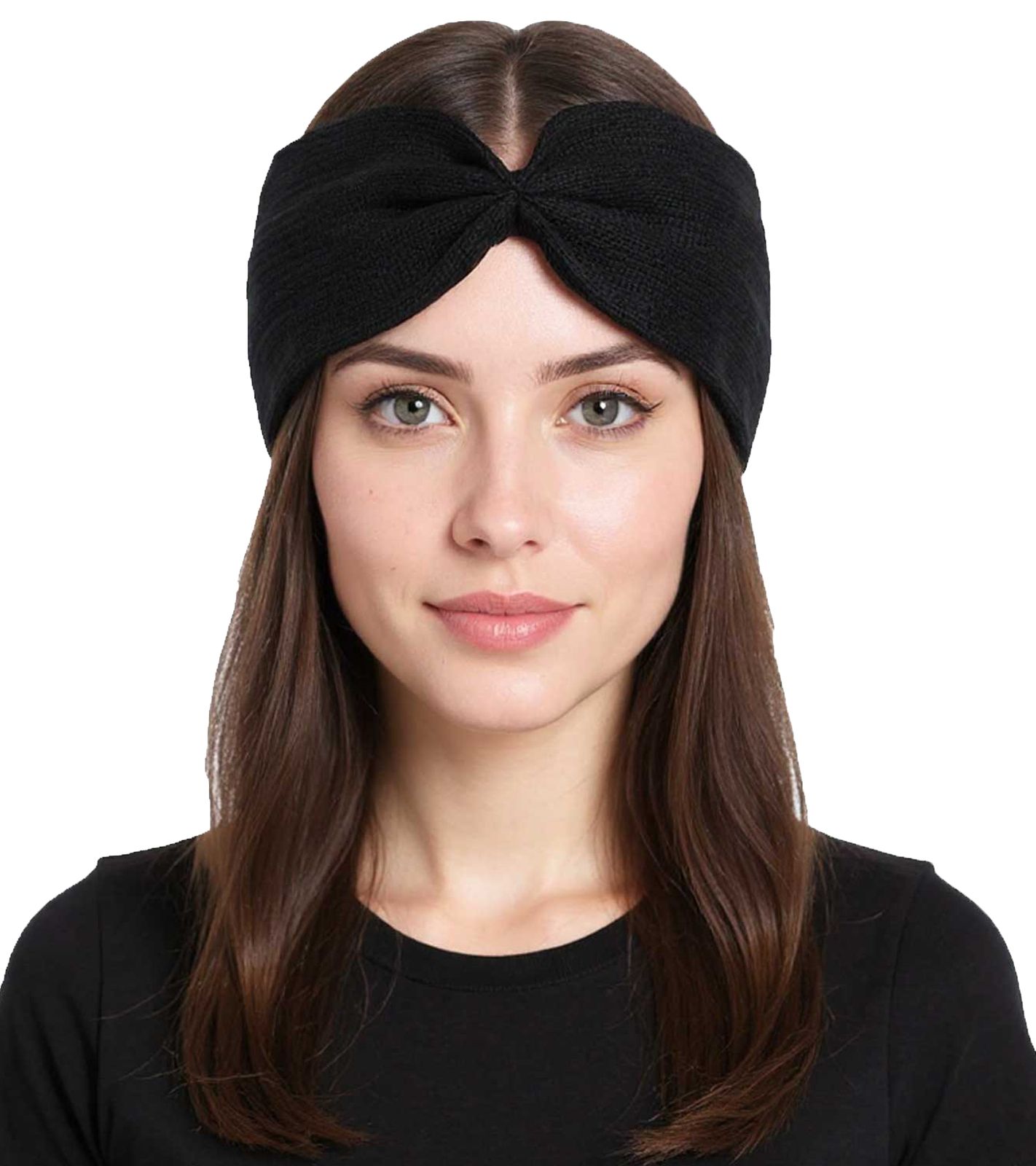 ZWILLINGSHERZ Strick-Stirnband Woll-Stirnband Kopfbedeckung Feinstrick Winter-Stirnband Accessoire 8007 Schwarz von ZWILLINGSHERZ