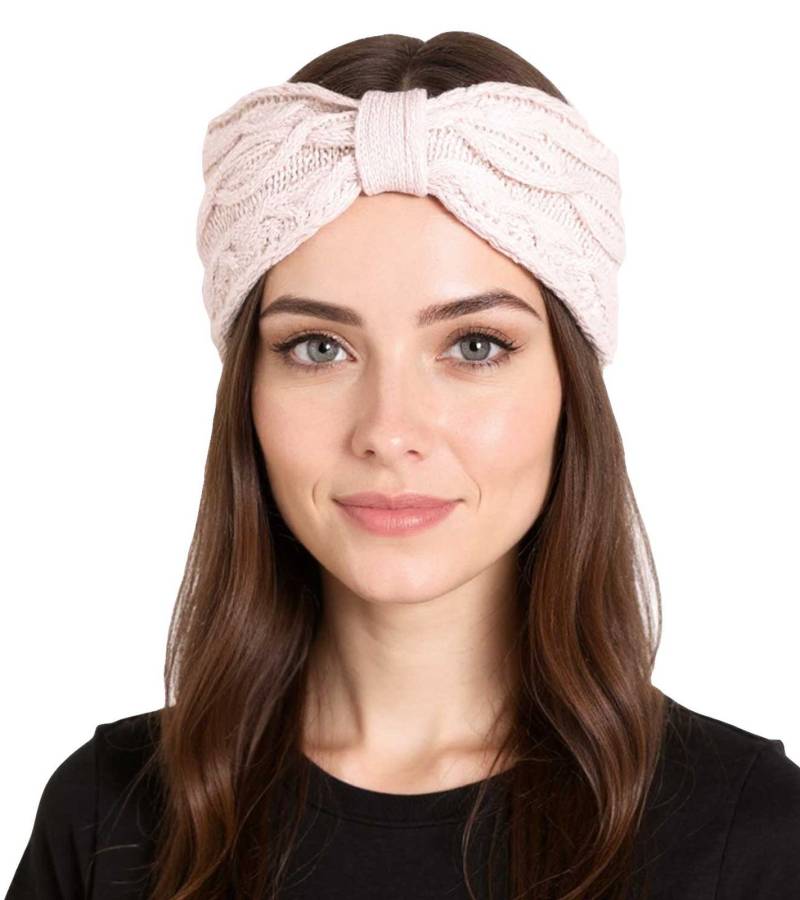 ZWILLINGSHERZ Strick-Stirnband Woll-Stirnband Kopfbedeckung Grobstrick Winter-Stirnband Accessoire 8007 Hell-Rosa von ZWILLINGSHERZ