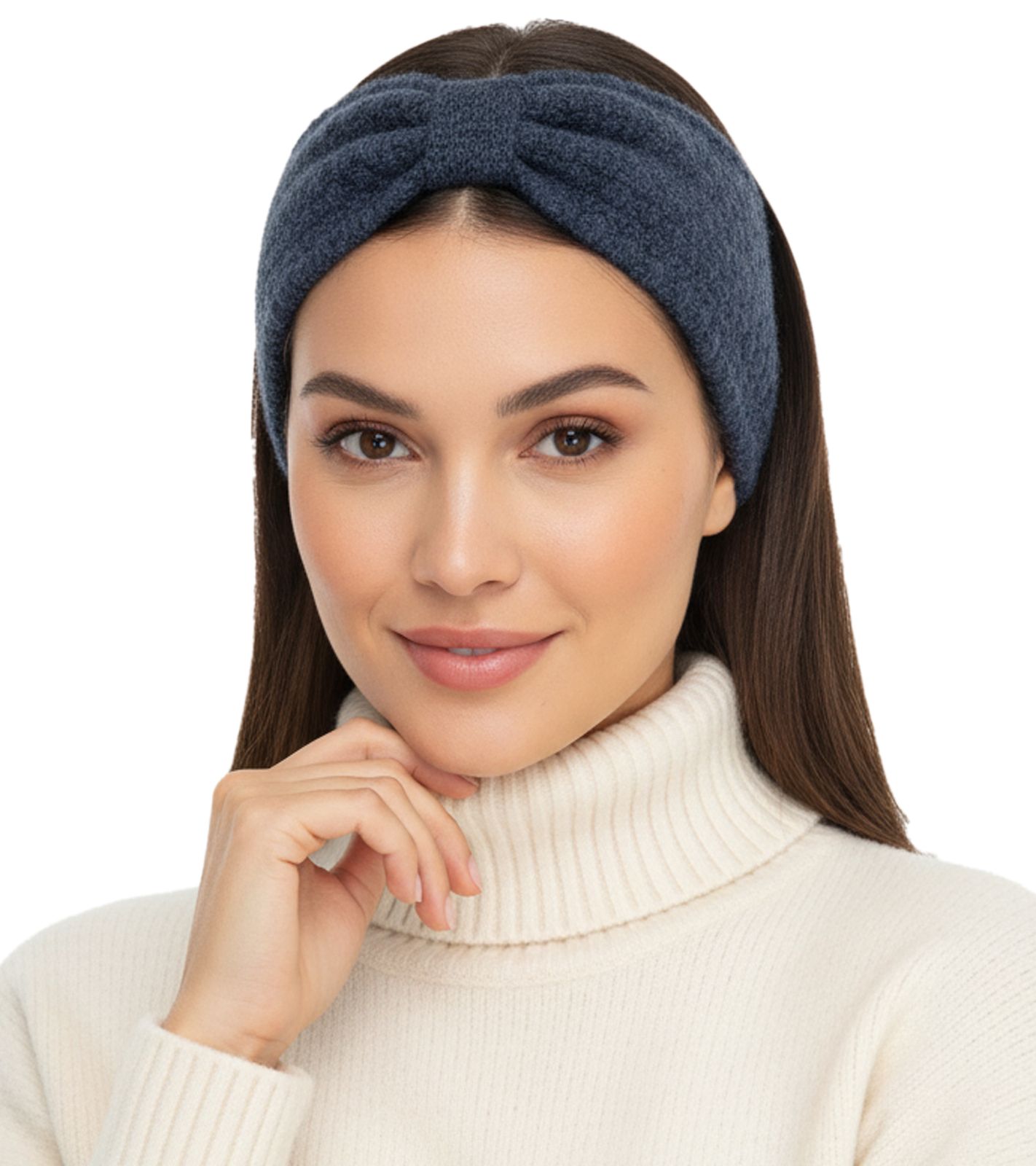 ZWILLINGSHERZ Strick-Stirnband Woll-Stirnband Kopfbedeckung Grobstrick Winter-Stirnband Accessoire 8007 Jeans-Blau von ZWILLINGSHERZ