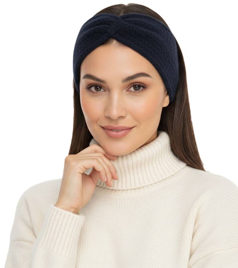 ZWILLINGSHERZ Strick-Stirnband Woll-Stirnband Kopfbedeckung Grobstrick Winter-Stirnband Accessoire 8007 Navy-Blau von ZWILLINGSHERZ
