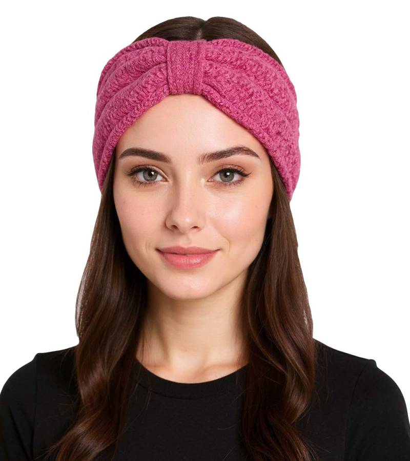 ZWILLINGSHERZ Strick-Stirnband Woll-Stirnband Kopfbedeckung Grobstrick Winter-Stirnband Accessoire 8007 Pink von ZWILLINGSHERZ