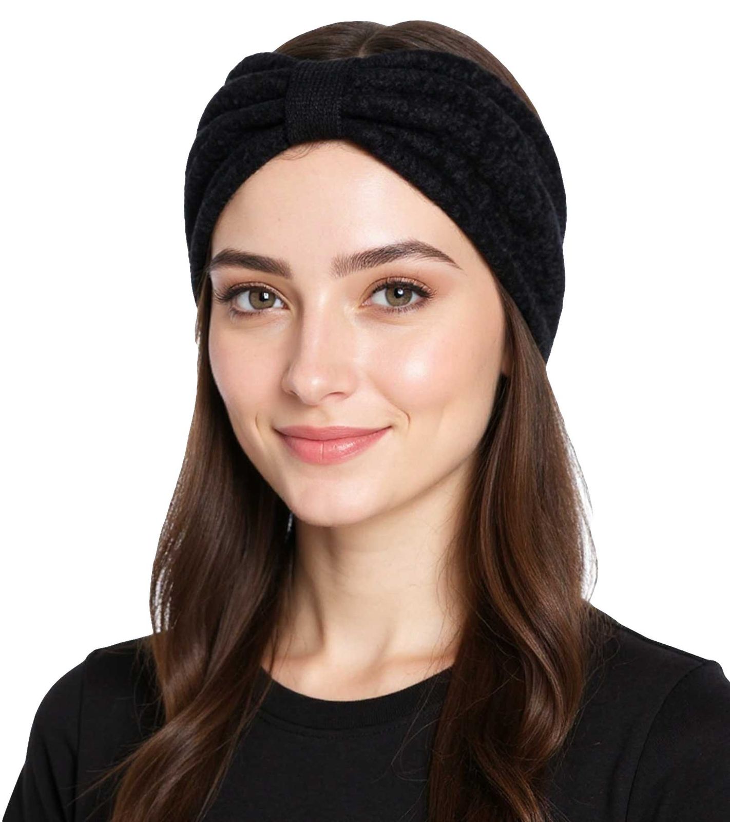 ZWILLINGSHERZ Strick-Stirnband Woll-Stirnband Kopfbedeckung Grobstrick Winter-Stirnband Accessoire 8007 Schwarz von ZWILLINGSHERZ