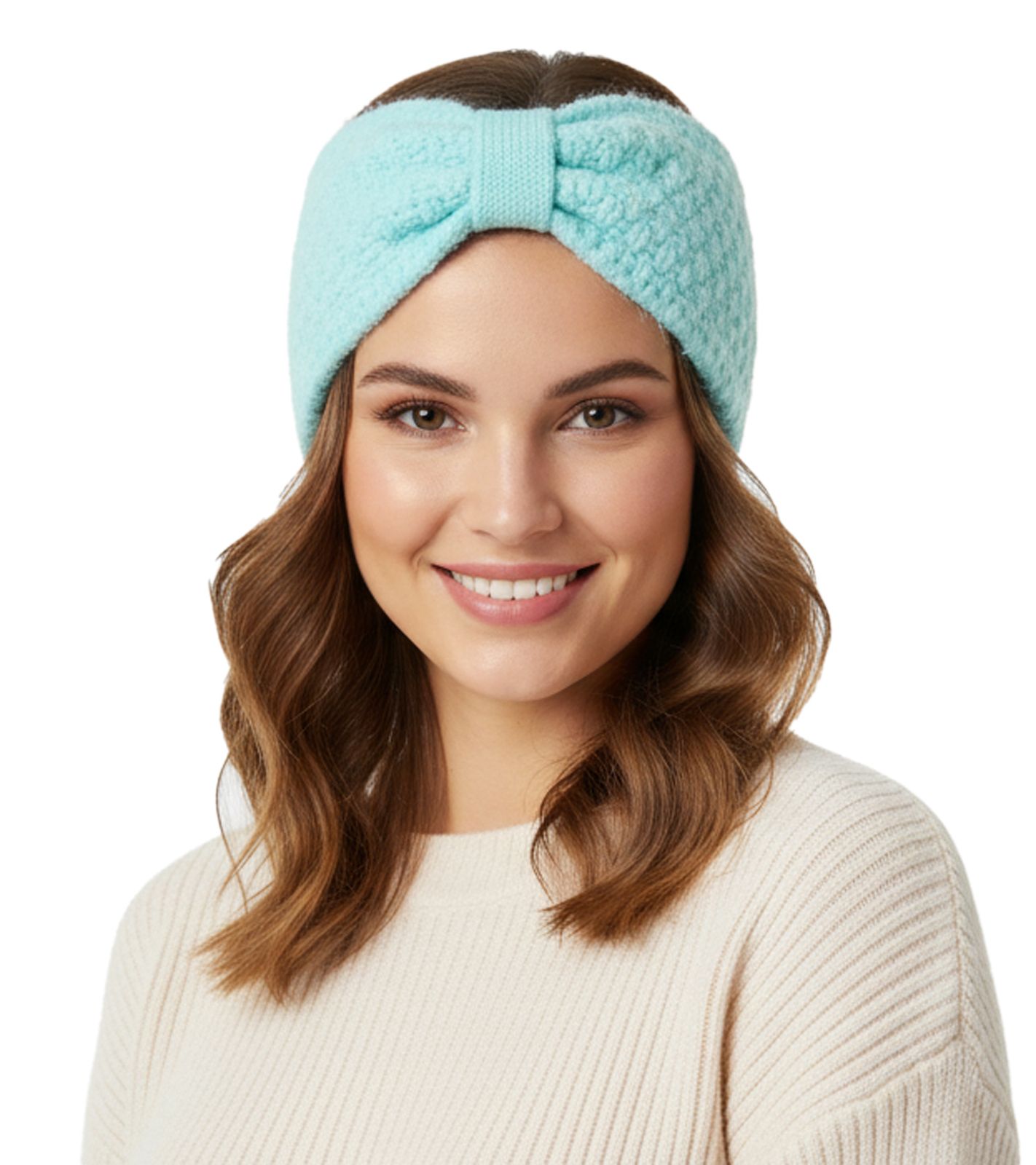 ZWILLINGSHERZ Strick-Stirnband Woll-Stirnband Kopfbedeckung Grobstrick Winter-Stirnband Accessoire 8007 Türkis von ZWILLINGSHERZ