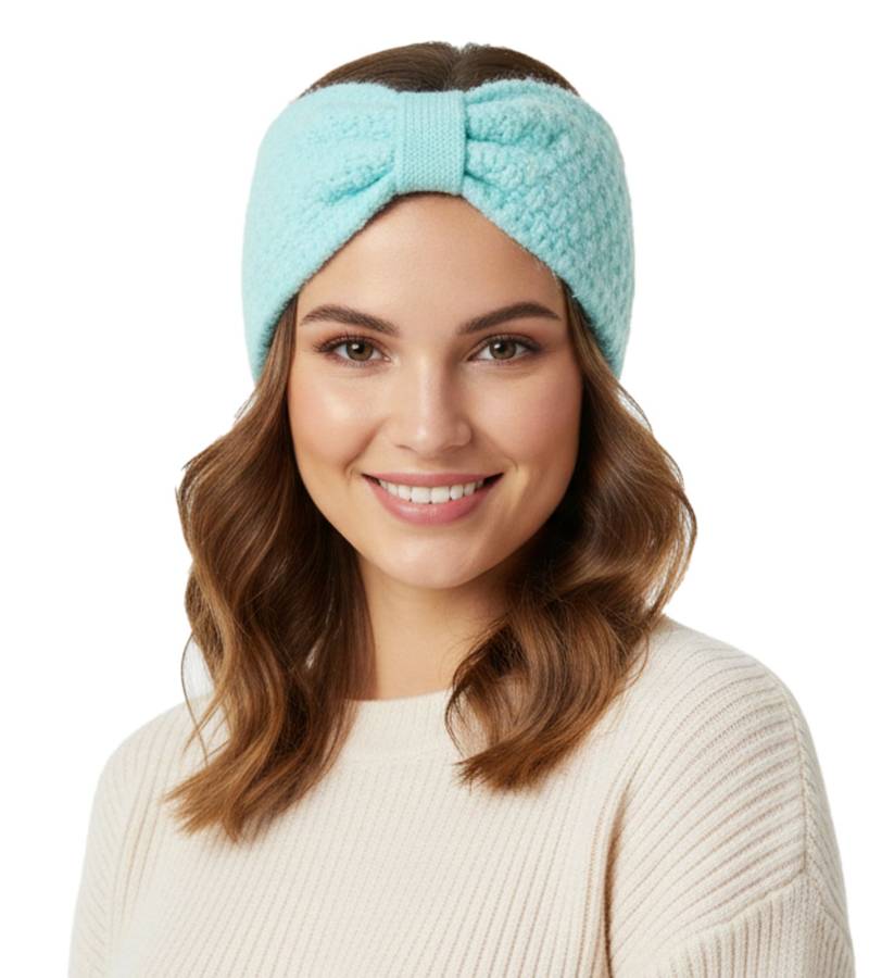 ZWILLINGSHERZ Strick-Stirnband Woll-Stirnband Kopfbedeckung Grobstrick Winter-Stirnband Accessoire 8007 Türkis von ZWILLINGSHERZ