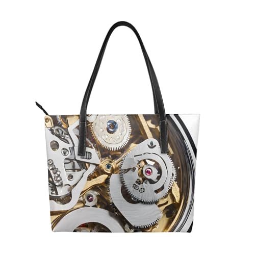 Coole Steampunk-Handtasche mit Zahnräderaufdruck, hochwertiges PU-Leder, wasserdicht und langlebig, perfekt für Reisen, Arbeit und Freizeit, Schwarz, Einheitsgröße Coole Steampunk-Handtasche mit Zahnräderaufdruck, hochwertiges PU-Leder, wasserdicht und langlebig, perfekt für Reisen, Arbeit und Freizeit, Schwarz, Einheitsgröße von ZWLPNZZD