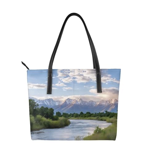 Grand Teton Handtasche mit Nationalpark-Druck, hochwertiges PU-Leder, wasserdicht und langlebig, perfekt für Reisen, Arbeit und Freizeit, Schwarz, Einheitsgröße Grand Teton Handtasche mit Nationalpark-Druck, hochwertiges PU-Leder, wasserdicht und langlebig, perfekt für Reisen, Arbeit und Freizeit, Schwarz, Einheitsgröße von ZWLPNZZD