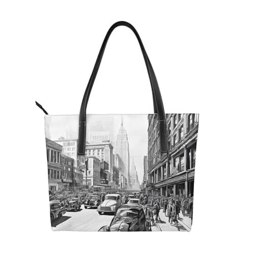 Handtasche mit Aufdruck "Love From New York", hochwertiges PU-Leder, wasserdicht und langlebig, perfekt für Reisen, Arbeit und Freizeit, Schwarz, Einheitsgröße Handtasche mit Aufdruck "Love From New York", hochwertiges PU-Leder, wasserdicht und langlebig, perfekt für Reisen, Arbeit und Freizeit, Schwarz, Einheitsgröße von ZWLPNZZD