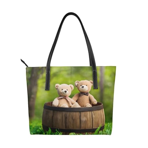 Handtasche mit Bärenmotiv, hochwertiges PU-Leder, wasserdicht und langlebig, perfekt für Reisen, Arbeit und Freizeit, Schwarz, Einheitsgröße Handtasche mit Bärenmotiv, hochwertiges PU-Leder, wasserdicht und langlebig, perfekt für Reisen, Arbeit und Freizeit, Schwarz, Einheitsgröße von ZWLPNZZD