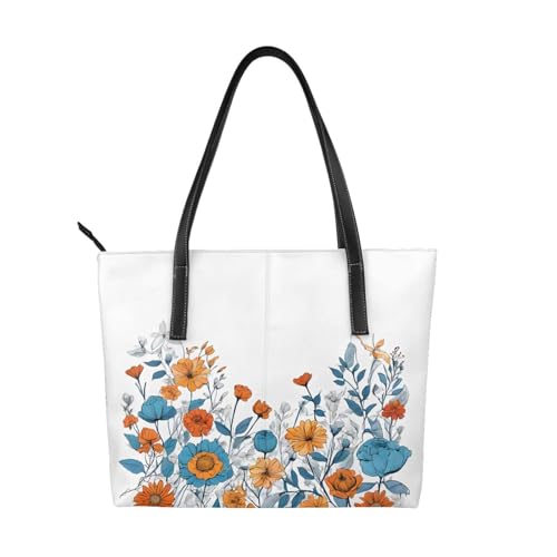 Handtasche mit Blumendruck, hochwertiges PU-Leder, wasserdicht und langlebig, perfekt für Reisen, Arbeit und Freizeit, Schwarz, Einheitsgröße Handtasche mit Blumendruck, hochwertiges PU-Leder, wasserdicht und langlebig, perfekt für Reisen, Arbeit und Freizeit, Schwarz, Einheitsgröße von ZWLPNZZD