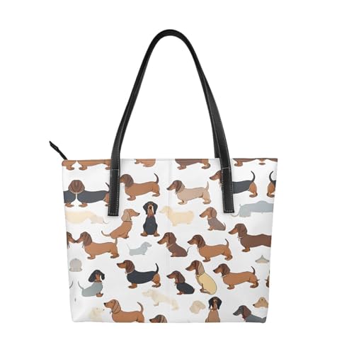 Handtasche mit Dackel-Aufdruck "I Love My Dog", hochwertiges PU-Leder, wasserdicht und langlebig, perfekt für Reisen, Arbeit und Freizeit, Schwarz, Einheitsgröße Handtasche mit Dackel-Aufdruck "I Love My Dog", hochwertiges PU-Leder, wasserdicht und langlebig, perfekt für Reisen, Arbeit und Freizeit, Schwarz, Einheitsgröße von ZWLPNZZD