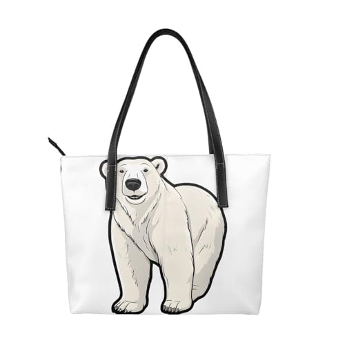 Handtasche mit Eisbär-Druck, hochwertiges PU-Leder, wasserdicht und langlebig, perfekt für Reisen, Arbeit und Freizeit, Schwarz, Einheitsgröße von ZWLPNZZD