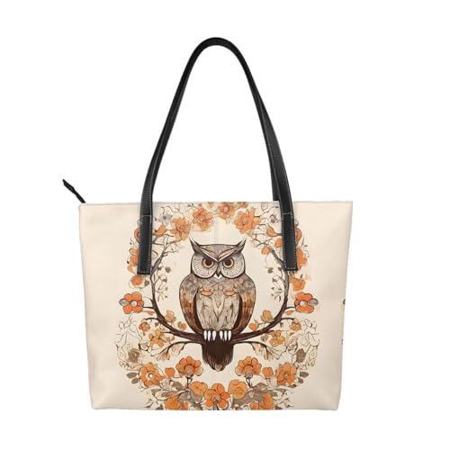 Handtasche mit Eulen-Motiv, hochwertiges PU-Leder, wasserdicht und langlebig, perfekt für Reisen, Arbeit und Freizeit, Schwarz, Einheitsgröße Handtasche mit Eulen-Motiv, hochwertiges PU-Leder, wasserdicht und langlebig, perfekt für Reisen, Arbeit und Freizeit, Schwarz, Einheitsgröße von ZWLPNZZD