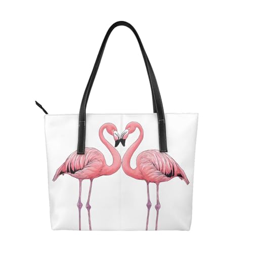 Handtasche mit Flamingo-Druck, hochwertiges PU-Leder, wasserdicht und langlebig, perfekt für Reisen, Arbeit und Freizeit, Schwarz, Einheitsgröße Handtasche mit Flamingo-Druck, hochwertiges PU-Leder, wasserdicht und langlebig, perfekt für Reisen, Arbeit und Freizeit, Schwarz, Einheitsgröße von ZWLPNZZD