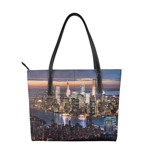 Handtasche mit Hongkong-Druck, hochwertiges PU-Leder, wasserdicht und langlebig, perfekt für Reisen, Arbeit und Freizeit, Schwarz, Einheitsgröße Handtasche mit Hongkong-Druck, hochwertiges PU-Leder, wasserdicht und langlebig, perfekt für Reisen, Arbeit und Freizeit, Schwarz, Einheitsgröße von ZWLPNZZD
