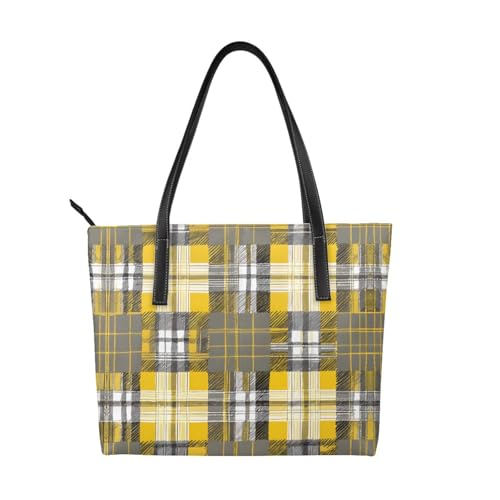 Handtasche mit Karomuster, hochwertiges PU-Leder, wasserdicht und langlebig, perfekt für Reisen, Arbeit und Freizeit, Schwarz, Einheitsgröße Handtasche mit Karomuster, hochwertiges PU-Leder, wasserdicht und langlebig, perfekt für Reisen, Arbeit und Freizeit, Schwarz, Einheitsgröße von ZWLPNZZD