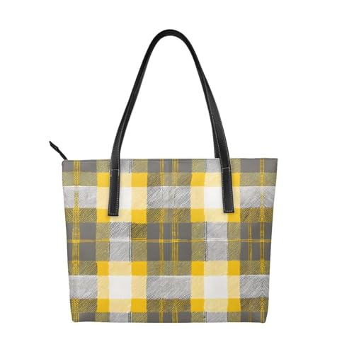 Handtasche mit Karomuster, hochwertiges PU-Leder, wasserdicht und langlebig, perfekt für Reisen, Arbeit und Freizeit, Schwarz, Einheitsgröße Handtasche mit Karomuster, hochwertiges PU-Leder, wasserdicht und langlebig, perfekt für Reisen, Arbeit und Freizeit, Schwarz, Einheitsgröße von ZWLPNZZD