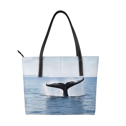 Handtasche mit Killerwal-Aufdruck, hochwertiges PU-Leder, wasserdicht und langlebig, perfekt für Reisen, Arbeit und Freizeit, Schwarz, Einheitsgröße Handtasche mit Killerwal-Aufdruck, hochwertiges PU-Leder, wasserdicht und langlebig, perfekt für Reisen, Arbeit und Freizeit, Schwarz, Einheitsgröße von ZWLPNZZD