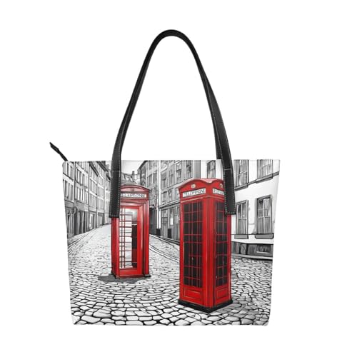 Handtasche mit Londoner Telefonzelle, hochwertiges PU-Leder, wasserdicht und langlebig, perfekt für Reisen, Arbeit und Freizeit, Schwarz, Einheitsgröße Handtasche mit Londoner Telefonzelle, hochwertiges PU-Leder, wasserdicht und langlebig, perfekt für Reisen, Arbeit und Freizeit, Schwarz, Einheitsgröße von ZWLPNZZD