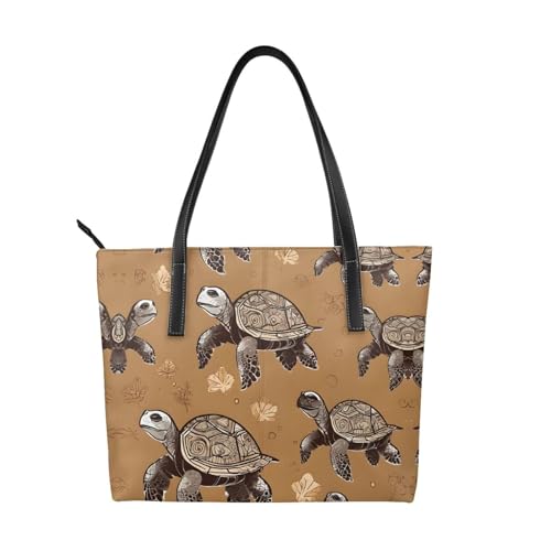 Handtasche mit Meeresschildkrötenmuster, hochwertiges PU-Leder, wasserdicht und langlebig, perfekt für Reisen, Arbeit und Freizeit, Schwarz, Einheitsgröße Handtasche mit Meeresschildkrötenmuster, hochwertiges PU-Leder, wasserdicht und langlebig, perfekt für Reisen, Arbeit und Freizeit, Schwarz, Einheitsgröße von ZWLPNZZD