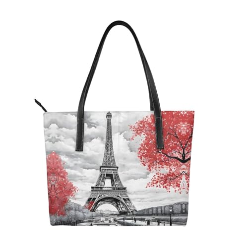 Handtasche mit Paris-Druck, hochwertiges PU-Leder, wasserdicht und langlebig, perfekt für Reisen, Arbeit und Freizeit, Schwarz, Einheitsgröße Handtasche mit Paris-Druck, hochwertiges PU-Leder, wasserdicht und langlebig, perfekt für Reisen, Arbeit und Freizeit, Schwarz, Einheitsgröße von ZWLPNZZD