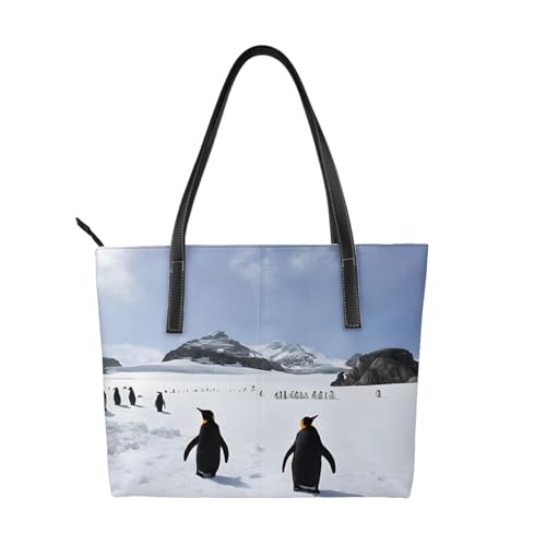 Handtasche mit Pinguine auf dem Eisberg, hochwertiges PU-Leder, wasserdicht und langlebig, perfekt für Reisen, Arbeit und Freizeit, Schwarz, Einheitsgröße Handtasche mit Pinguine auf dem Eisberg, hochwertiges PU-Leder, wasserdicht und langlebig, perfekt für Reisen, Arbeit und Freizeit, Schwarz, Einheitsgröße von ZWLPNZZD