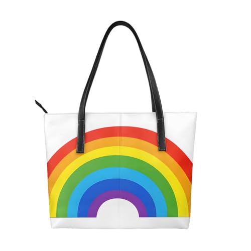 Handtasche mit Regenbogen-Druck, hochwertiges PU-Leder, wasserdicht und langlebig, perfekt für Reisen, Arbeit und Freizeit, Schwarz, Einheitsgröße Handtasche mit Regenbogen-Druck, hochwertiges PU-Leder, wasserdicht und langlebig, perfekt für Reisen, Arbeit und Freizeit, Schwarz, Einheitsgröße von ZWLPNZZD