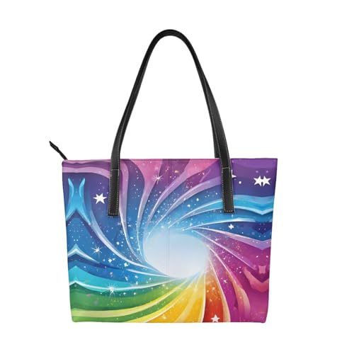 Handtasche mit Regenbogen-Hintergrund, hochwertiges PU-Leder, wasserdicht und langlebig, perfekt für Reisen, Arbeit und Freizeit, Schwarz, Einheitsgröße Handtasche mit Regenbogen-Hintergrund, hochwertiges PU-Leder, wasserdicht und langlebig, perfekt für Reisen, Arbeit und Freizeit, Schwarz, Einheitsgröße von ZWLPNZZD