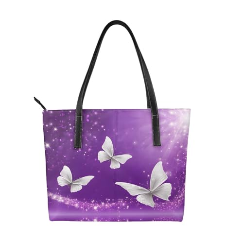 Handtasche mit Schmetterlings-Aufdruck, hochwertiges PU-Leder, wasserdicht und langlebig, perfekt für Reisen, Arbeit und Freizeit, Schwarz, Einheitsgröße Handtasche mit Schmetterlings-Aufdruck, hochwertiges PU-Leder, wasserdicht und langlebig, perfekt für Reisen, Arbeit und Freizeit, Schwarz, Einheitsgröße von ZWLPNZZD