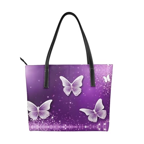 Handtasche mit Schmetterlings-Aufdruck, hochwertiges PU-Leder, wasserdicht und langlebig, perfekt für Reisen, Arbeit und Freizeit, Schwarz, Einheitsgröße Handtasche mit Schmetterlings-Aufdruck, hochwertiges PU-Leder, wasserdicht und langlebig, perfekt für Reisen, Arbeit und Freizeit, Schwarz, Einheitsgröße von ZWLPNZZD