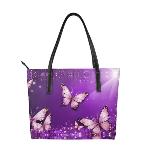 Handtasche mit Schmetterlings-Aufdruck, hochwertiges PU-Leder, wasserdicht und langlebig, perfekt für Reisen, Arbeit und Freizeit, Schwarz, Einheitsgröße Handtasche mit Schmetterlings-Aufdruck, hochwertiges PU-Leder, wasserdicht und langlebig, perfekt für Reisen, Arbeit und Freizeit, Schwarz, Einheitsgröße von ZWLPNZZD