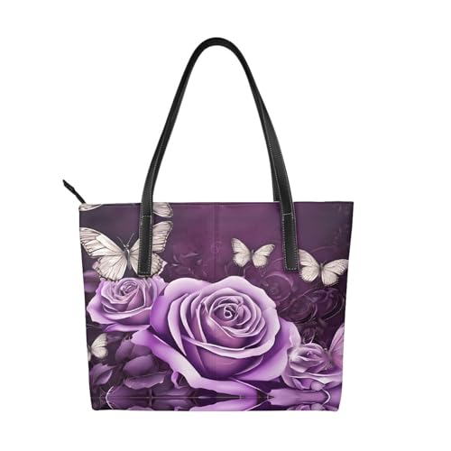 Handtasche mit Schmetterlings-Aufdruck, hochwertiges PU-Leder, wasserdicht und langlebig, perfekt für Reisen, Arbeit und Freizeit, Schwarz, Einheitsgröße Handtasche mit Schmetterlings-Aufdruck, hochwertiges PU-Leder, wasserdicht und langlebig, perfekt für Reisen, Arbeit und Freizeit, Schwarz, Einheitsgröße von ZWLPNZZD