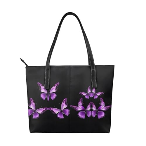 Handtasche mit Schmetterlingsmotiv, hochwertiges PU-Leder, wasserdicht und langlebig, perfekt für Reisen, Arbeit und Freizeit, Schwarz, Einheitsgröße Handtasche mit Schmetterlingsmotiv, hochwertiges PU-Leder, wasserdicht und langlebig, perfekt für Reisen, Arbeit und Freizeit, Schwarz, Einheitsgröße von ZWLPNZZD