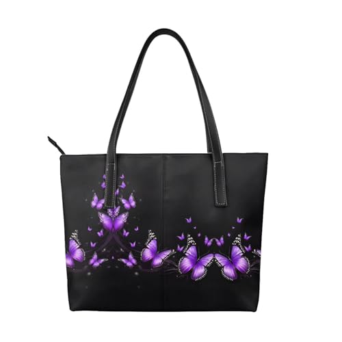 Handtasche mit Schmetterlingsmotiv, hochwertiges PU-Leder, wasserdicht und langlebig, perfekt für Reisen, Arbeit und Freizeit, Schwarz, Einheitsgröße Handtasche mit Schmetterlingsmotiv, hochwertiges PU-Leder, wasserdicht und langlebig, perfekt für Reisen, Arbeit und Freizeit, Schwarz, Einheitsgröße von ZWLPNZZD