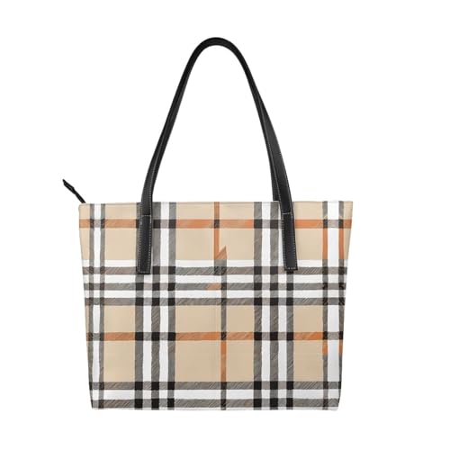 Handtasche mit grauem Karomuster, hochwertiges PU-Leder, wasserdicht und langlebig, perfekt für Reisen, Arbeit und Freizeit, Schwarz, Einheitsgröße Handtasche mit grauem Karomuster, hochwertiges PU-Leder, wasserdicht und langlebig, perfekt für Reisen, Arbeit und Freizeit, Schwarz, Einheitsgröße von ZWLPNZZD