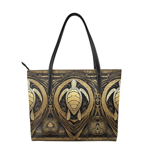 Handtasche mit hawaiianischem Tapa-Honu-Schildkrötenmuster, hochwertiges PU-Leder, wasserdicht und langlebig, perfekt für Reisen, Arbeit und Freizeit, Schwarz, Einheitsgröße Handtasche mit hawaiianischem Tapa-Honu-Schildkrötenmuster, hochwertiges PU-Leder, wasserdicht und langlebig, perfekt für Reisen, Arbeit und Freizeit, Schwarz, Einheitsgröße von ZWLPNZZD
