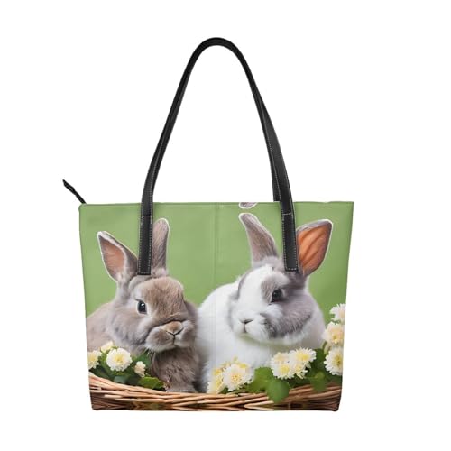 Handtasche mit niedlichem Hasen-Druck, hochwertiges PU-Leder, wasserdicht und langlebig, perfekt für Reisen, Arbeit und Freizeit, Schwarz, Einheitsgröße Handtasche mit niedlichem Hasen-Druck, hochwertiges PU-Leder, wasserdicht und langlebig, perfekt für Reisen, Arbeit und Freizeit, Schwarz, Einheitsgröße von ZWLPNZZD